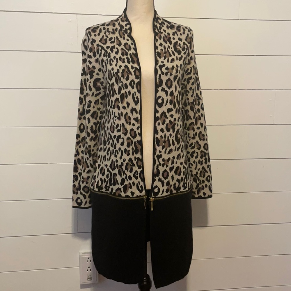 Chicos Leopard Print Open Front Convertible Cardi… - image 2